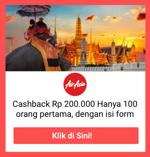 AirAsia Cashback Rp 200rb untuk 100 orang pertama