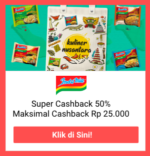 Indomie Super Cashback 50% maks. Rp 25rb