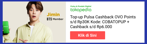 Top-up Pulsa di Tokopedia Cashback OVO Points s/d Rp30K