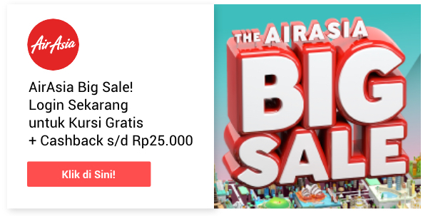 AirAsia Big Sale! Login sekarang untuk kursi gratis