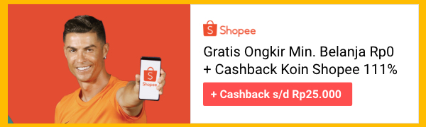 Shopee gratis ongkir min. belanja Rp0 + Cashback 111%