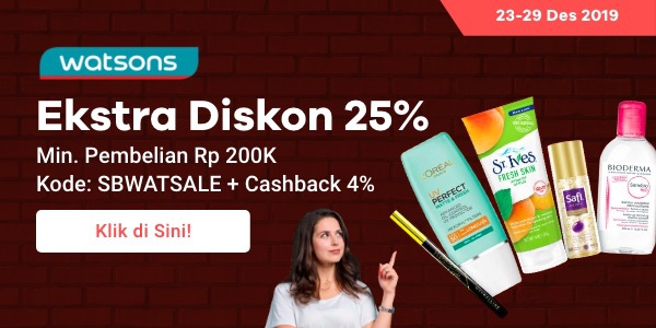 Ekstra Diskon 25% Min. Pembelian Rp 200K + Cashback 4%