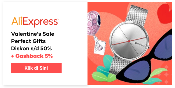 AliExpress Valentine's Sale Perfect Gifts diskon s/d 50%