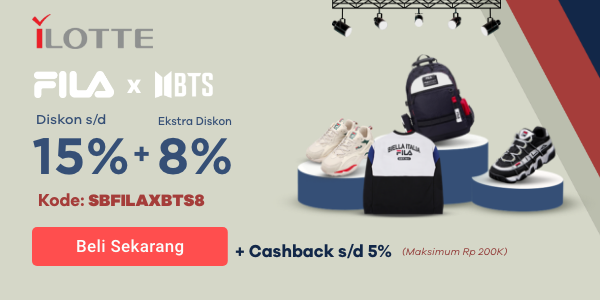 FILA x BTS New Collection Diskon s/d 15% + Ekstra Diskon 8%