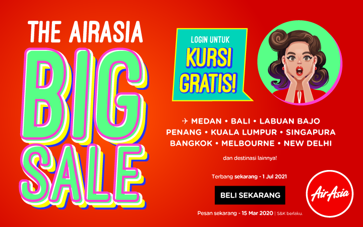 The AirAsia Big Sale, login untuk kursi gratis