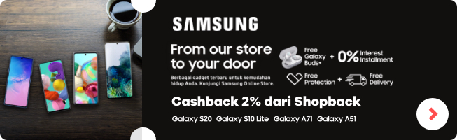 Beli Samsung Galaxy S20, S10 Lite, A71, A51 dapatkan cashback 2% dari ShopBack