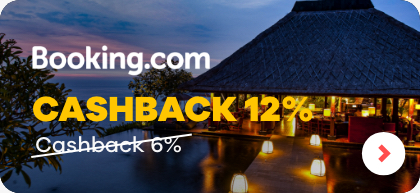 Booking.com cashback 12% (seblumnya 6%)