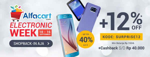 Promo Alfacart - Ekstra Diskon 12% untuk Produk Elektronik (KODE: SURPRISE12)
