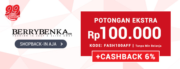 Promo Berrybenka - Potongan Rp 100.000 Tanpa Minimum Belanja (KODE: FASH100AFF)