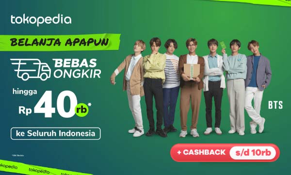 Tokopedia | Belanja Apapun Bebas Ongkir s/d 40rb ke Seluruh Indonesia + Cashback s/d 10rb