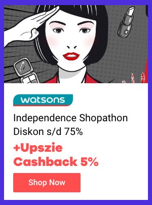 Independence Shopathon Diskon s/d 75% + Upszie Cashback 5%
