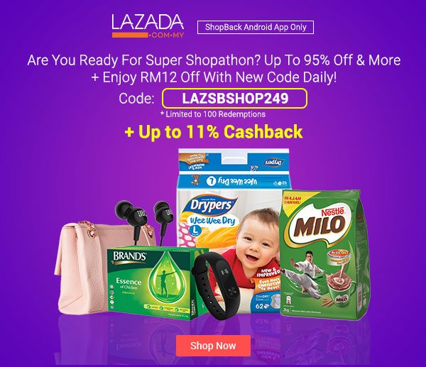 Get up to 95% off and more at Lazada with code LAZSBSHOP249