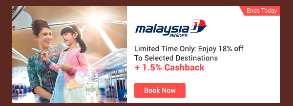 Malaysia Airlines + 1.5%  Cashback