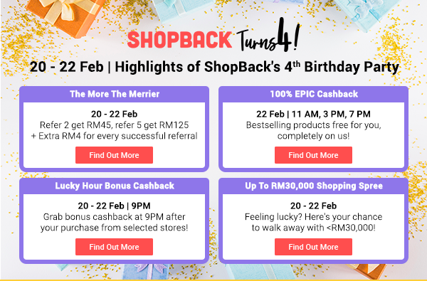 Check out exclusive deals at ShopBack 4th Birthday! 